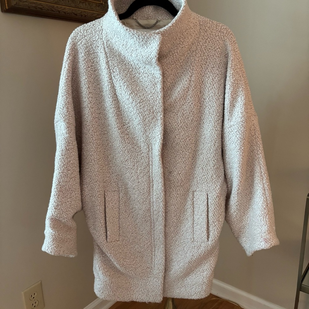 AYR Wool Boucle Pea Coat in Light Blush Pink Size Small